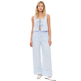 2025 New Summer Women's Sleeveless Bow Striped Trousers Two Sets HZ0108