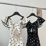 Cute A Line V Neckline Polka Dots Summer Dress Holiday Party Outfits For Women HZ1214