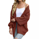 Women's Clothing 2025 Autumn And Winter Lantern Sleeve Sweater Women's Coat Coarse Wool Pocket Knitted Cardigan HZ0108