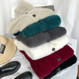 Imitating Sleeve Open Shirt Women Loose Korean Version Of 2025 Autumn And Winter Women's Clothing Lazy Wind Outside The Thin V-Neck Knitwear HZ0108