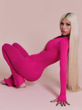2025 New Women's Nude Half Zipper Long Sleeve Sexy Body-Repair Hip Trousers HZ0108