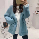 Mid-2025 Autumn And Winter New Knitted Sweater Women's Coat Wearing Korean Loose Lazy Style Solid Color Open Shirt Long Sleeve HZ0108