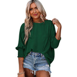 2025 Summer New Lady Loose Large Size Round Neck Solid Color To Take The Top HZ0108