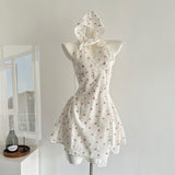 Sexy A Line Halter Neckline Floral Short Summer Dress Holiday Party Outfits For Women HZ1214