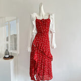 Sexy A Line Spaghetti Straps Floral Red Summer Dress Holiday Party Outfits For Women HZ1214