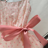 Sexy A line Square Neckline Pink Summer Polka Dots Dress Holiday Party Outfits For Women HZ1214