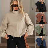 Winter New Turn-Pocket Pocket Fashion Casual Short Lady Lattice Coat HZ0108