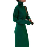 The Long-Necked Sweater Dress With A Long Coat Over The Knee Temperament Small Fragrant Style In The Bottom Of The Knitted Dress Women's Autumn And Winter HZ0108