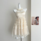 Cute A Line Square Halter Lace Summer Dress Holiday Party Outfits For Girls HZ1214