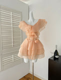 Cute A Line V Neckline Layers Summer Dress Holiday Party Outfits For Girls HZ1214