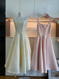 Cute A Line Square Neckline Satin Ruffles Summer Dress Holiday Party Outfits For Girls HZ1214