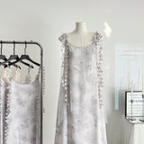 Cute A Line Spaghetti Straps Floral Chiffon Summer Dress Holiday Party Outfits For Girls HZ1214