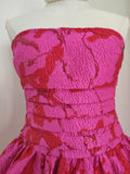 Niulatu A line Strapless Satin Pink Floral Vacation Dresses Short Birthday Dress SD1260