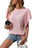 2025 Summer New Lady Collar Double Lotus Leaf Side Short-Sleeved T-Shirt HZ0108