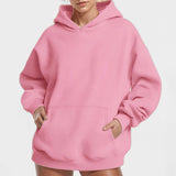 2025 Spring Coat Tunic Temperament Commuting Loose Solid Hooded Pocket Fashion Hooded Hoodie Woman HZ0108