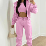 Women's 2025 Spring Suit New Solid Color Simple Hoodie Casual Fashion Sportswear Set HZ0108