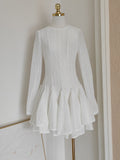 Niulatu A line Scoop Neckline White Holiday Dress Travel Vacation Dresses Short Birthday Dress SD1256