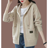 Hooded Sweater Cardigan Jacket Women's Autumn Dress 2025 New Korean Version Of Fashion Zipper With Hat Knitted Shirt Top HZ0108