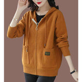 Hooded Sweater Cardigan Jacket Women's Autumn Dress 2025 New Korean Version Of Fashion Zipper With Hat Knitted Shirt Top HZ0108