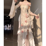 Vintage High Low Spaghetti Straps Ivory 16th Birthday Dress Lolita Dress Satin Birthday Outfits HZ1214