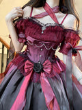 Vintage Ball Gown Off The Shoulder Short Sleeves 16th Burgundy Birthday Dress Lolita Dress Birthday Outfits HZ1214