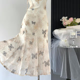 Sexy A line Spaghetti Straps Floral Long Dress Holiday Party Outfits For Women HZ1214