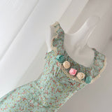 Sexy A line Square Neckline Summer Floral Green Dress Holiday Party Outfits For Women HZ1214