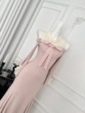 Sweet Mermaid Jewel Long Sleeves Long Women Summer Holiday Knitted Dresses HZ1214