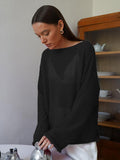 Slave Knitted Jersey 2025 Spring And Summer New Female Perspective Thin Round Collar Horn Sleeve Knit T-Shirt HZ0108