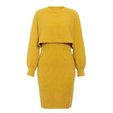 Hot Knitted Dress Two Sets Of 2025 Autumn And Winter 2025 New Solid Dress Women Sweater HZ0108