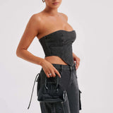 Low-Rise Three-Dimensional Pocket Spliced Jeans Women Autumn 2025 New Loose Falling Lanky Trousers HZ0108