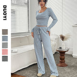 2025 Autumn And Winter New Multi-Level V-Neck Solid Color Long-Sleeved Lady T-Shirt HZ0108