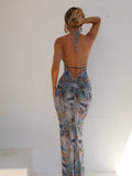 2025 New Women's Seaside Resort Style Sexy Bare Backpack Hip With Zou Open Dress HZ0108