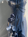 Vintage High Low Spaghetti Straps Blue 16th Birthday Dress With Sleeves Lolita Dress Satin Birthday Outfits HZ1214