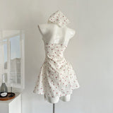 Sexy A Line Halter Neckline Floral Short Summer Dress Holiday Party Outfits For Women HZ1214