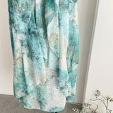 Sexy Mermaid Square Floral Green Summer Dress Holiday Party Birthday Outfits For Women HZ1214