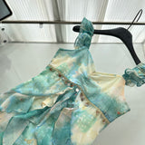 Sexy Mermaid Square Floral Green Summer Dress Holiday Party Outfits For Women HZ1214