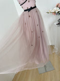 Cute A line Straps Pink Tulle Summer Dress Holiday Party Outfits For Women HZ1214