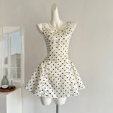 Sexy Ball Gown Square Neckline Satin Ivory Polka Dots Short Summer Dress Holiday Party Outfits For Women HZ1214