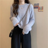 Sweet And Gentle Soft Water Velvet Sweater Women's Spring And Autumn 2025 New Round-Neck Long-Sleeved Short-Sleeved Knitted Shirt HZ0108