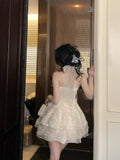 Pretty Ball Gown Halter Ivory Lace Short Mini Formal 8th Grade Homecoming Dresses Summer Middle School Hoco Dress Homecoming Outfits HZ1214