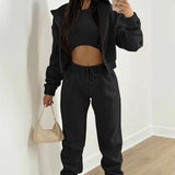 2025 Women's Clothing Fashion Casual Plus Velvet Hoodie Three-Piece Set Women's Winter HZ0108