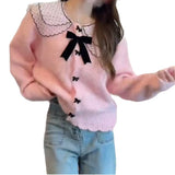 Korean Ocean Gas Age-Reasing Loose Knitted Women's Jacket 2025 Autumn And Winter Sweater Languid Soft Glutinous Doll Collar Top HZ0108