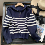 Clip Half-Open Zipper Bumpy Striped Sweater Women Winter New Lazy Wind In The Knitted Ocean Gas Bottom Shirt HZ0108
