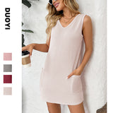 2025TK Spring And Summer New Ladies Jacket Vest Solid Color Pocket Dress HZ0108