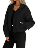Autumn/Winter 2025 High-Collar Zipper Under The Swing Rope Pocket Lady Loose Baseball Jacket HZ0108