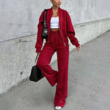 Women's 2025 Spring Sets Casual Pure Color Loose Temperament With Temperamental Solid Color With T-Swear Sports Set HZ0108