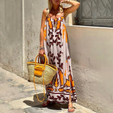 Women's Clothing 2025 Spring New Sexy Big Swing Dress Graffiti Print Sleeveless Sling Dress HZ0108