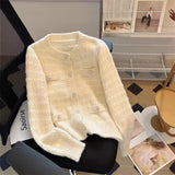 Korean Version Of Bright Silk Soft-Glip Sweater Women's Autumn And Winter New Sweet And Gentle Fashion Knitted Open Shirt HZ0108