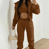 Women's 2025 Spring Suit New Solid Color Simple Hoodie Casual Fashion Sportswear Set HZ0108